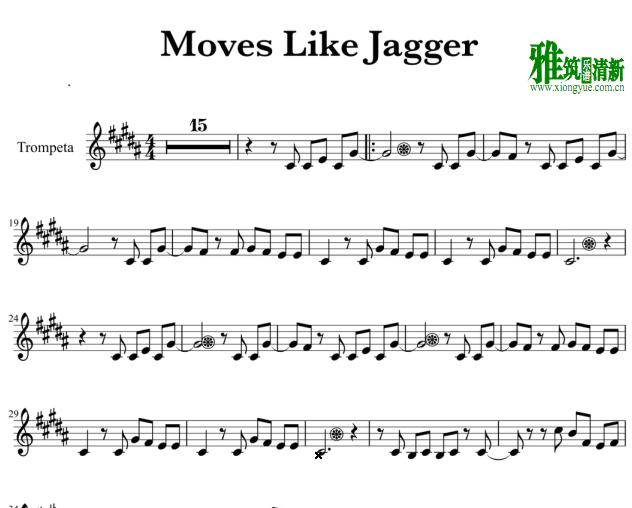 Moves Like Jagger小号谱