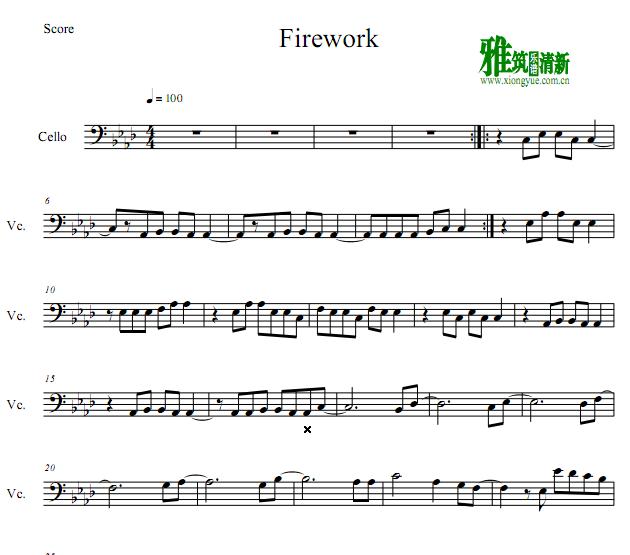 Firework大提琴谱