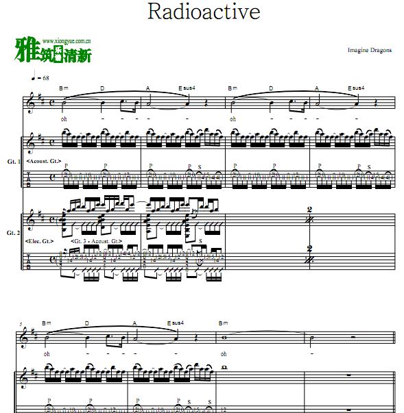 imagine dragons - radioactive乐队吉他谱