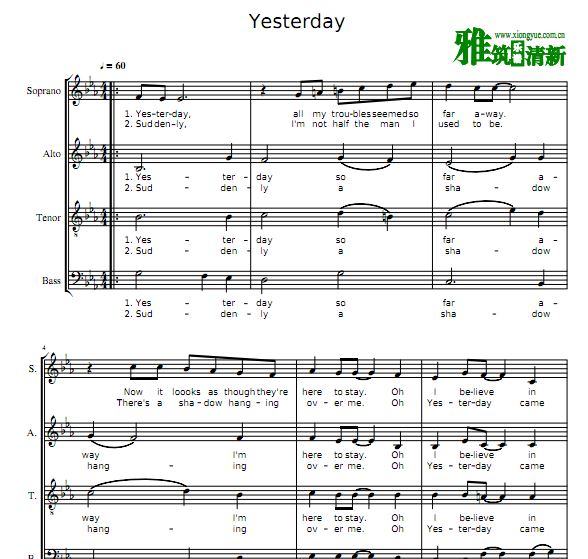 ͷʿThe Beatles - Yesterday SATBϳ