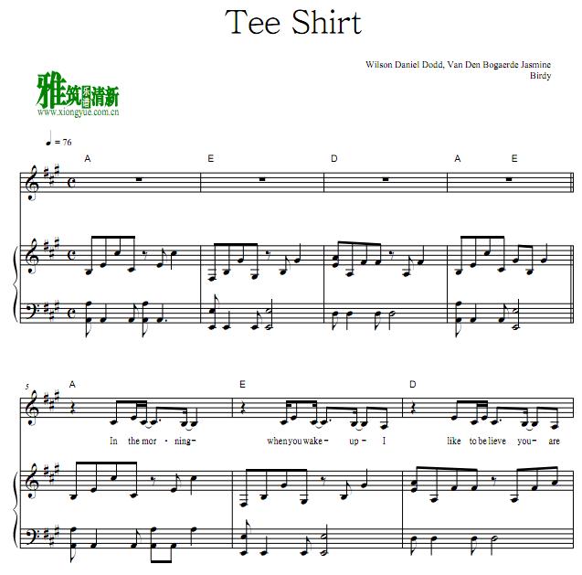 Birdy - Tee Shirt歌谱 正谱