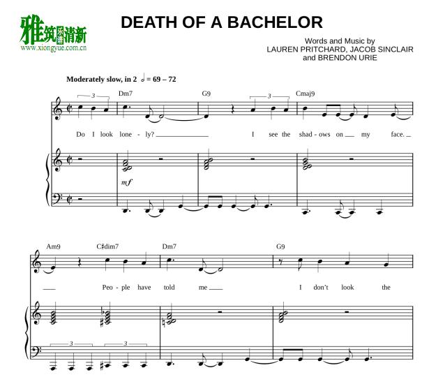 Death of a Bachelor钢琴伴奏谱