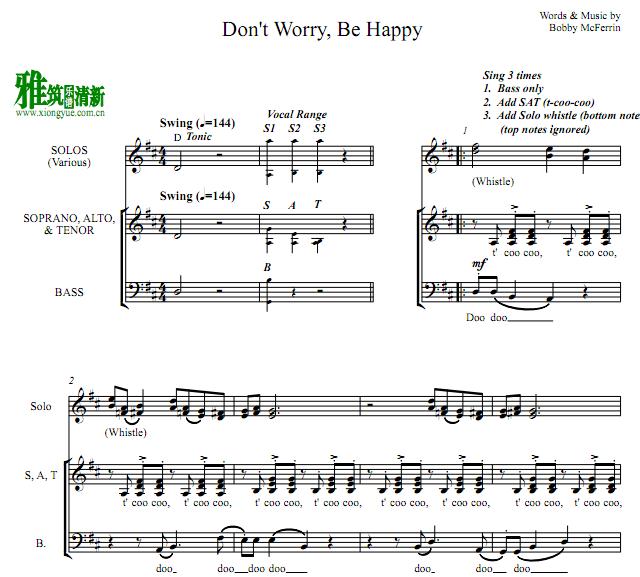 Don't Worry Be Happy合唱谱1