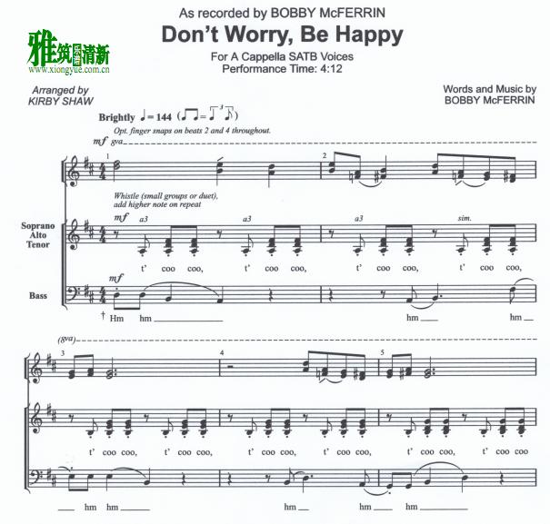 Don't Worry Be Happy阿卡贝拉合唱谱1