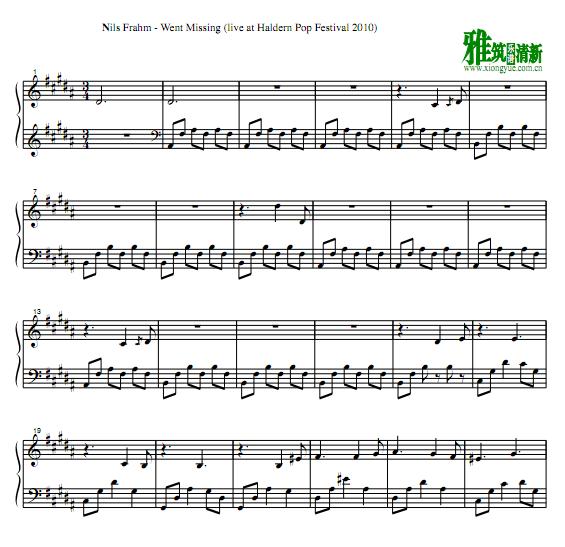 Nils Frahm - Went Missing钢琴谱
