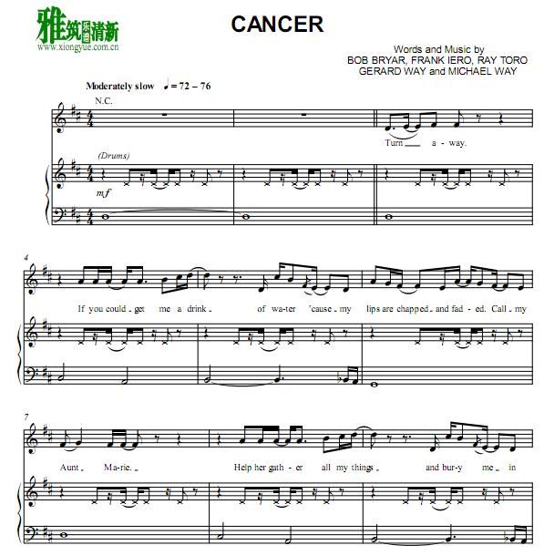 Twenty One Pilots - Cancer 钢琴伴奏谱