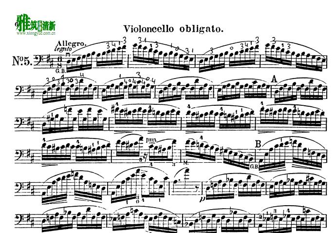 库默尔 op.57 no.5大提琴谱