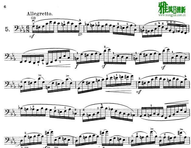 弗朗肖姆练习曲 op.35 no.5大提琴谱