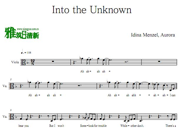FROZEN2 - Into the Unknown中提琴谱