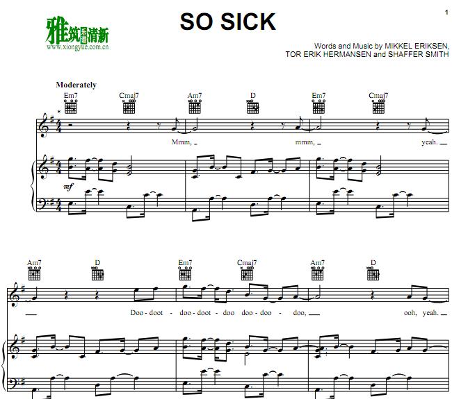 Ne-Yo - So Sick钢琴伴奏谱