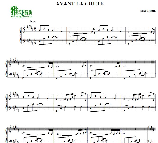 Yann Tiersen - Avant La Chute钢琴谱