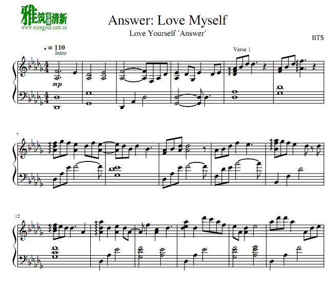 BTS - Answer Love Myself钢琴谱