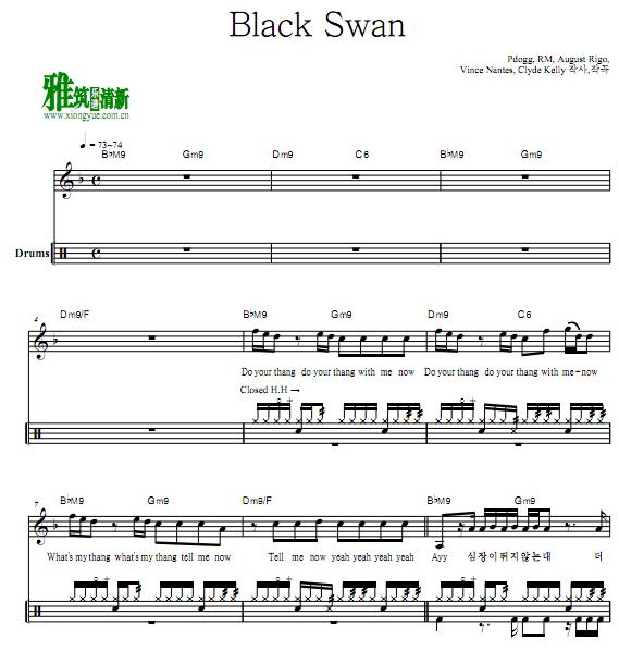 BTS - Black Swan鼓谱
