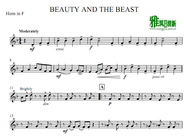 Beauty and the Beast美女与野兽铜管五重奏 分谱3