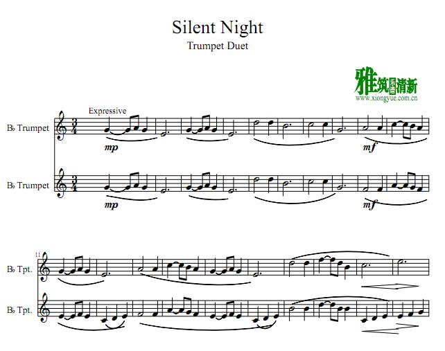 Silent Night小号二重奏谱