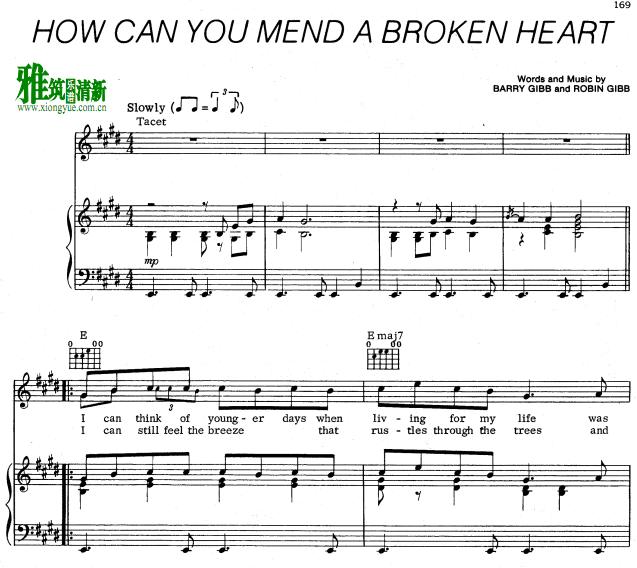 Bee Gees - How Can You Mend A Broken Heart钢琴谱