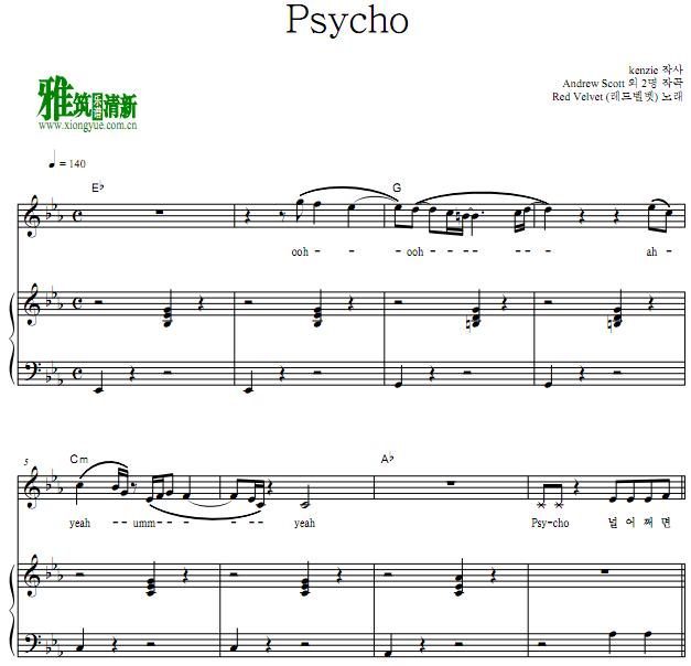 Red Velvet - Psycho 钢琴伴奏谱