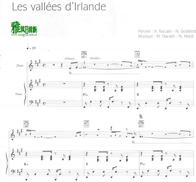 Helene Segara - les vallees d`irlande歌谱 声乐谱