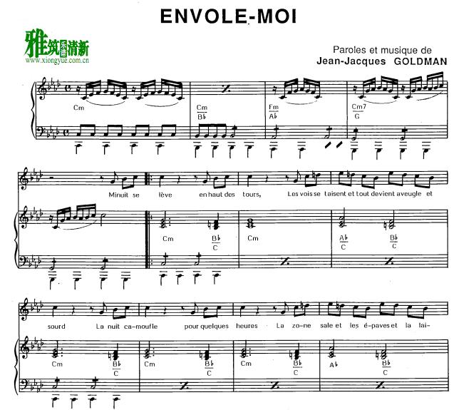 法语歌 Envole moi歌谱  正谱