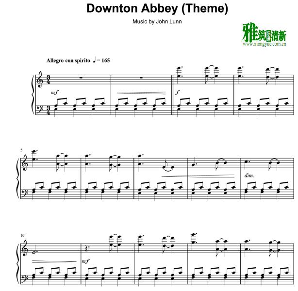 唐顿庄园 Downton Abbey Theme钢琴谱