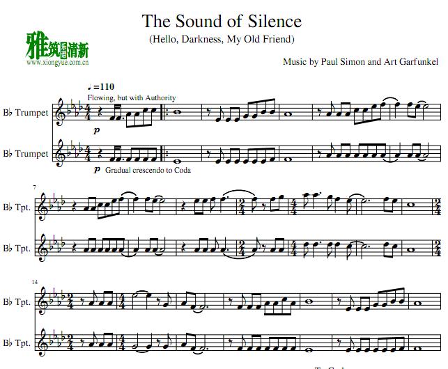 小号二重奏谱 The Sound of Silence
