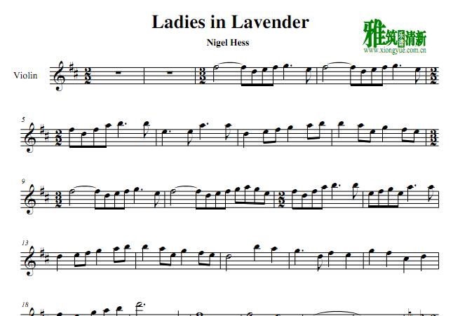 等爱的女人Ladies in Lavender - Nigel Hess小提琴谱