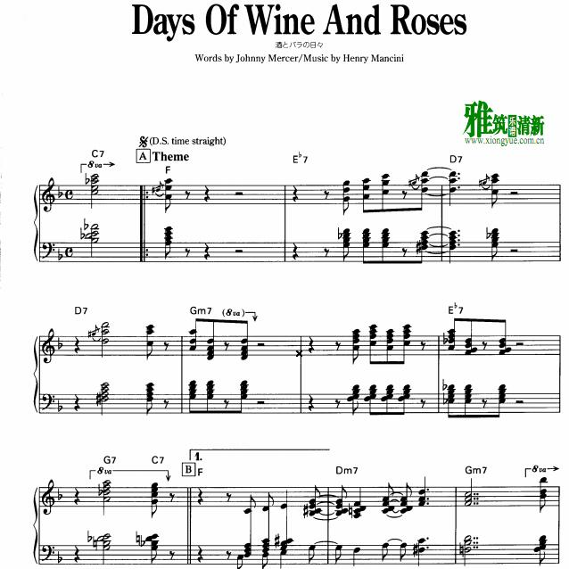 The Oscar Peterson - Days of Wine and Roses爵士钢琴谱