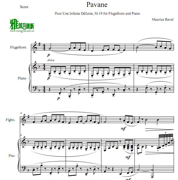 Maurice Ravel 拉威尔 帕凡舞曲Pavane夫吕号钢琴伴奏谱