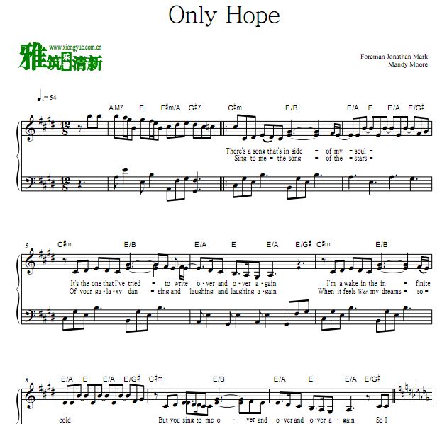 Mandy Moorea - Only Hope钢琴谱