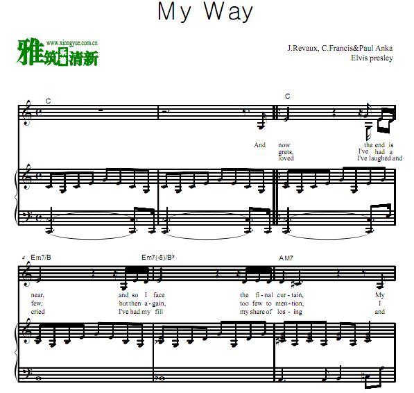 Elvis Presley - My Way歌谱 钢琴谱 正谱