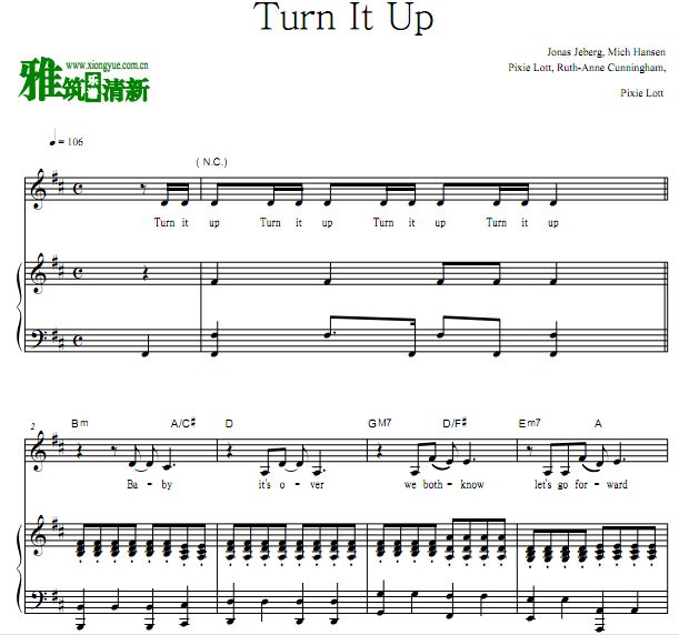 Pixie Lott - Turn It Up歌谱 钢琴谱 正谱