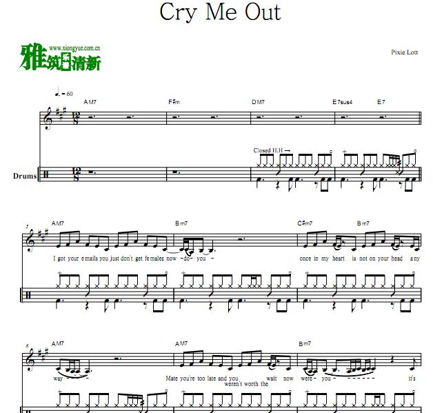 Pixie Lott - Cry Me Out鼓谱 正谱