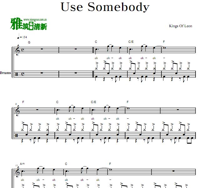 Kings Of Leon - Use Somebody鼓谱