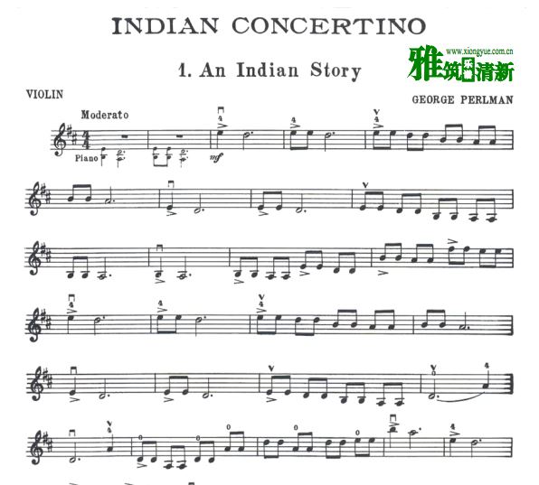 Perlman 帕尔曼 Indian Concertino 印第安协奏曲小提琴谱
