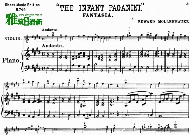 The Infant Paganini小提琴钢琴伴奏谱 Mollenhauer 莫伦豪尔小提琴钢琴伴奏谱