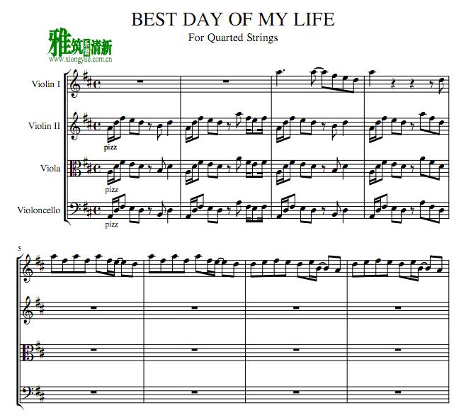 Best Day of My Life弦乐四重奏谱