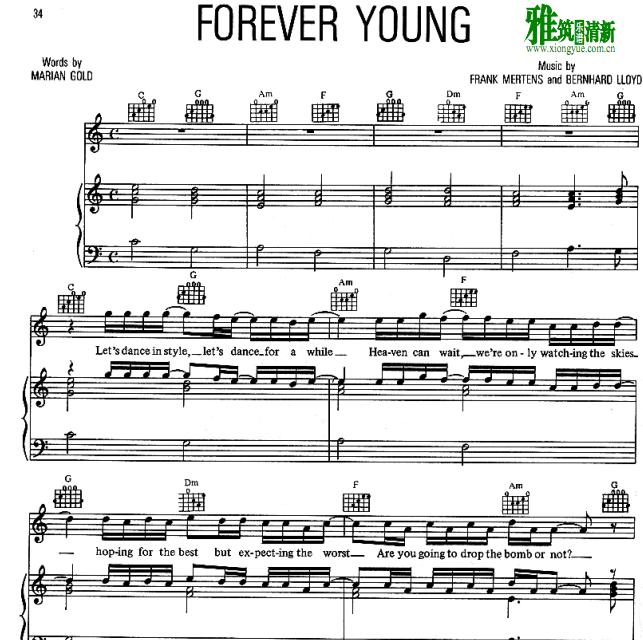 Alphaville - Forever Young钢琴谱