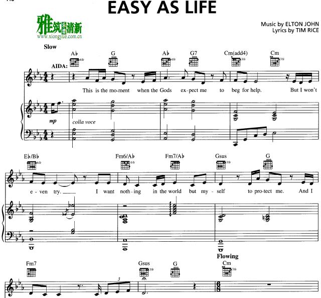 Aida - Easy As Life钢琴伴奏谱