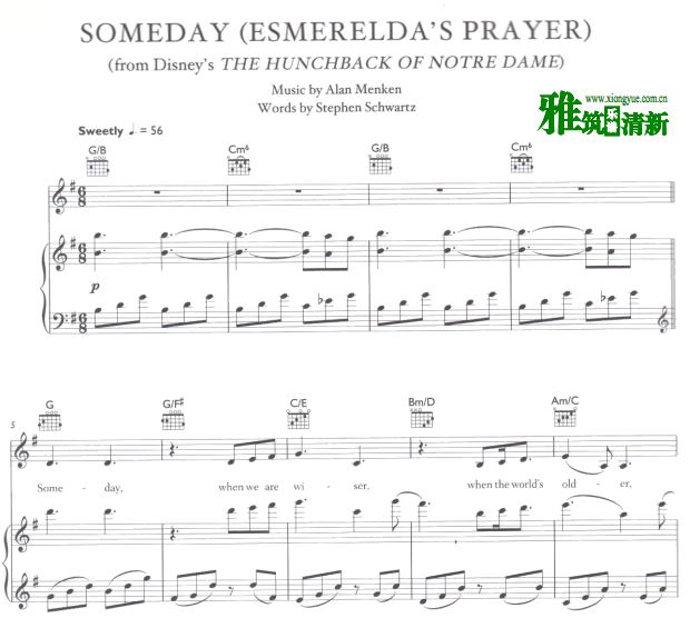 Someday(Esmerelda's Prayer)钢琴伴奏谱 歌谱