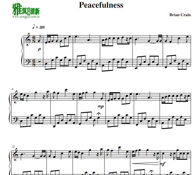 Brian Crain - Peacefulness钢琴谱