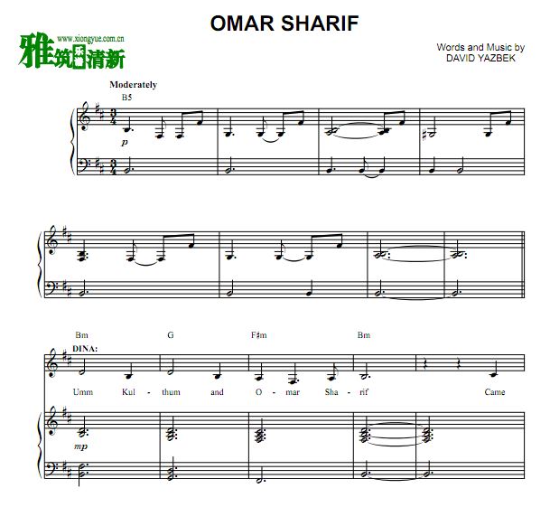 音乐剧乐队造访 Omar Sharif声乐歌谱 正谱 钢琴谱