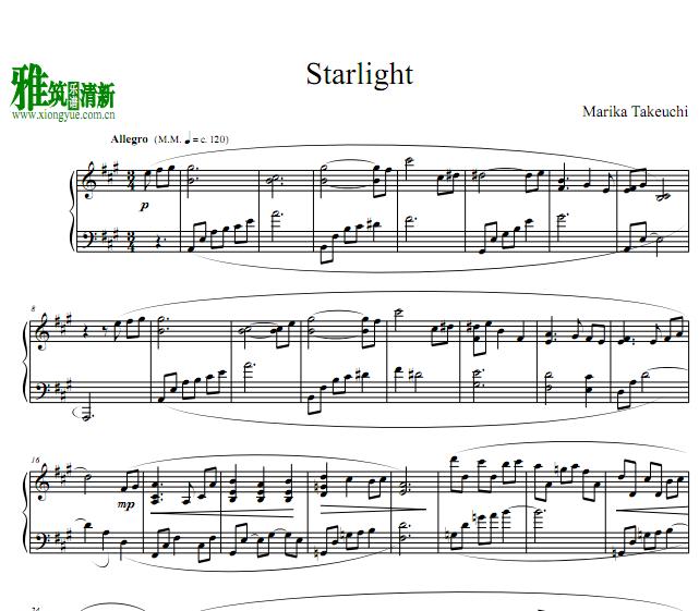 Marika Takeuchi - Starlight钢琴谱