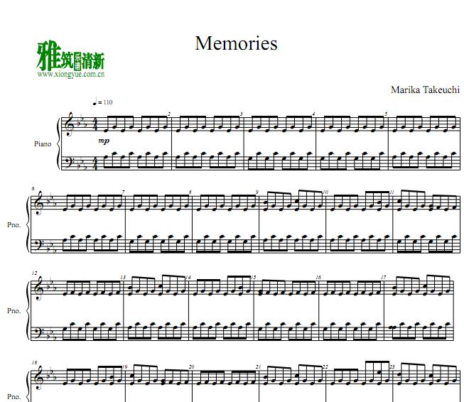 Marika Takeuchi - Memories钢琴谱