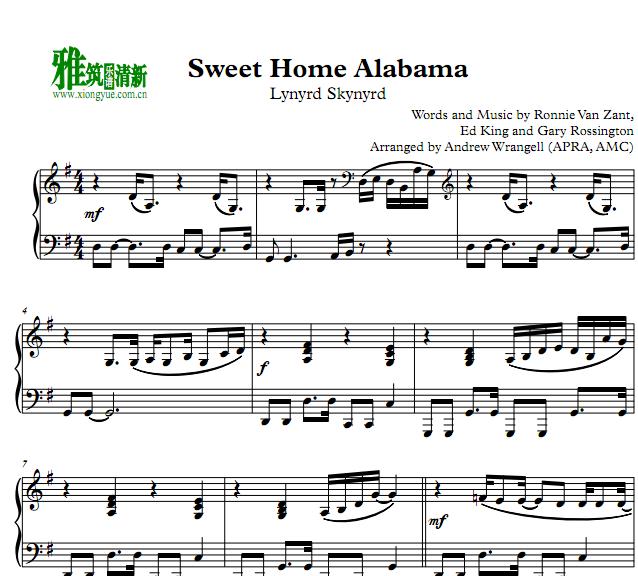 Andrew Wrangell - Sweet Home Alabama钢琴谱