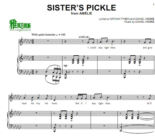 Amélie - Sister's Pickle  姐妹陷入困境钢琴伴奏谱