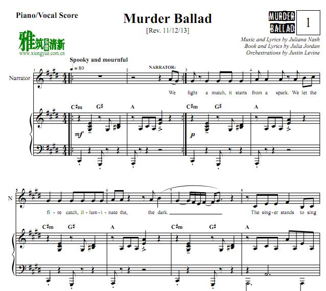 Murder Ballad - Murder Ballad钢琴伴奏谱