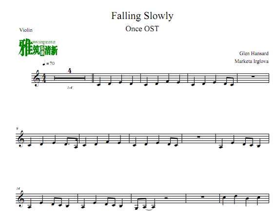 Once插曲 Falling Slowly小提琴谱