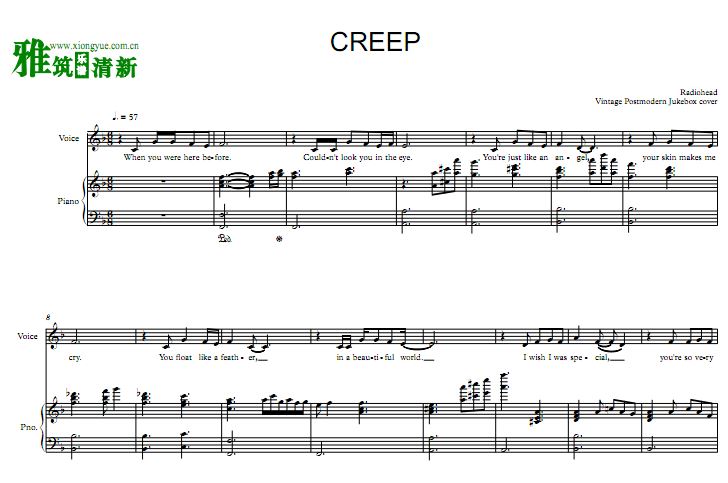 Postmodern Jukebox - CREEP歌谱 正谱 钢琴谱