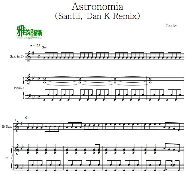 Tony Igy - Astronomia 降E萨克斯钢琴伴奏谱