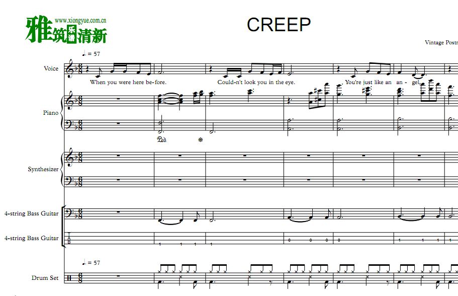 Postmodern Jukebox - Creep乐队谱
